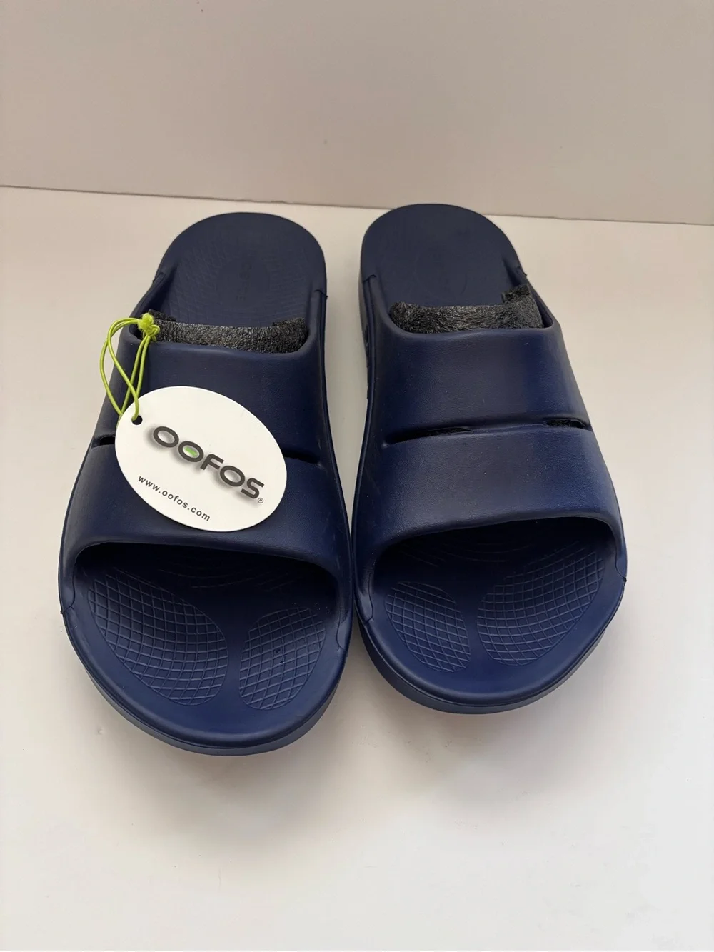OOFOS Navy Blue Recovery Slide Sandals